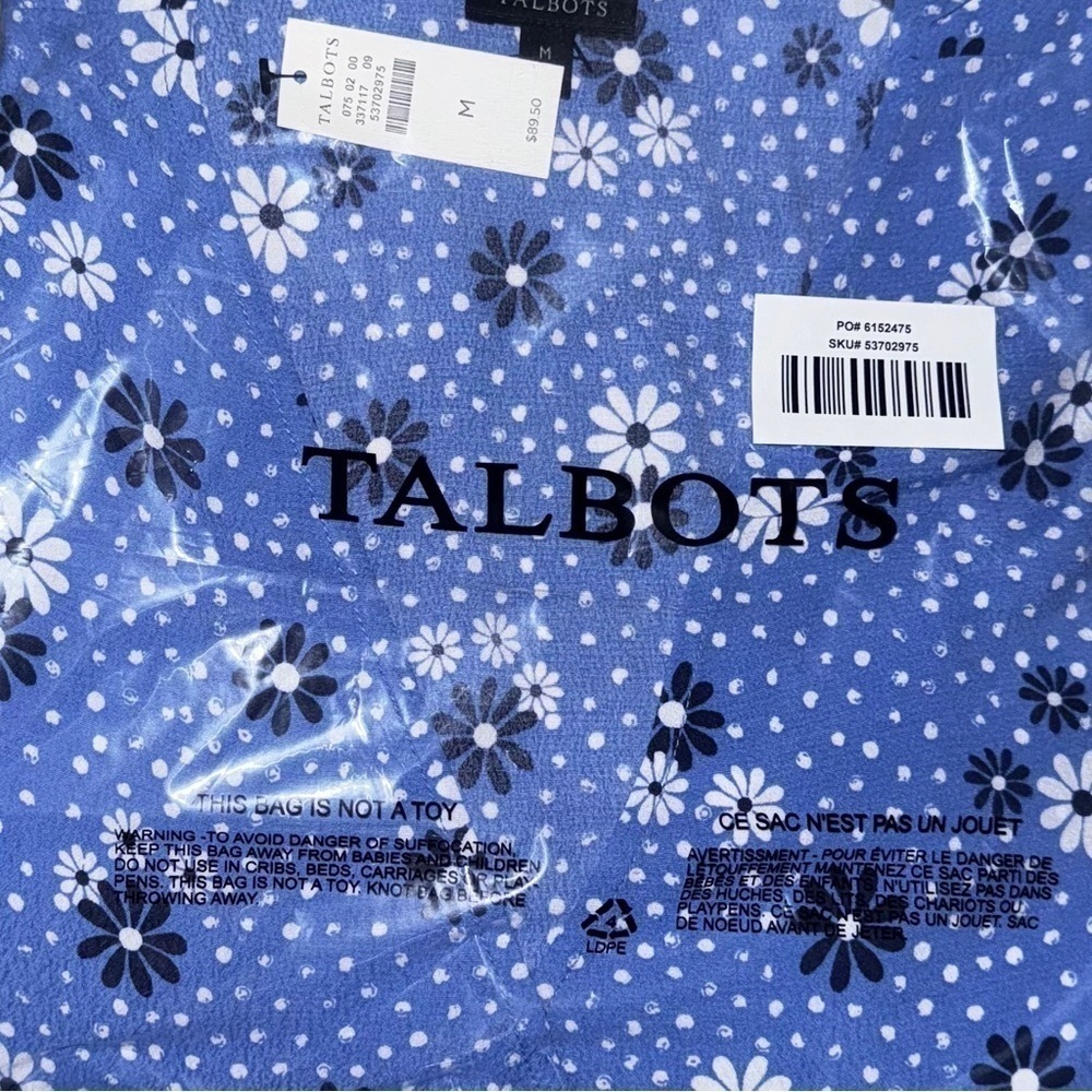 Talbots Blue Poet Sleeve Wrap‎ Top Medium - Picture 2 of 2
